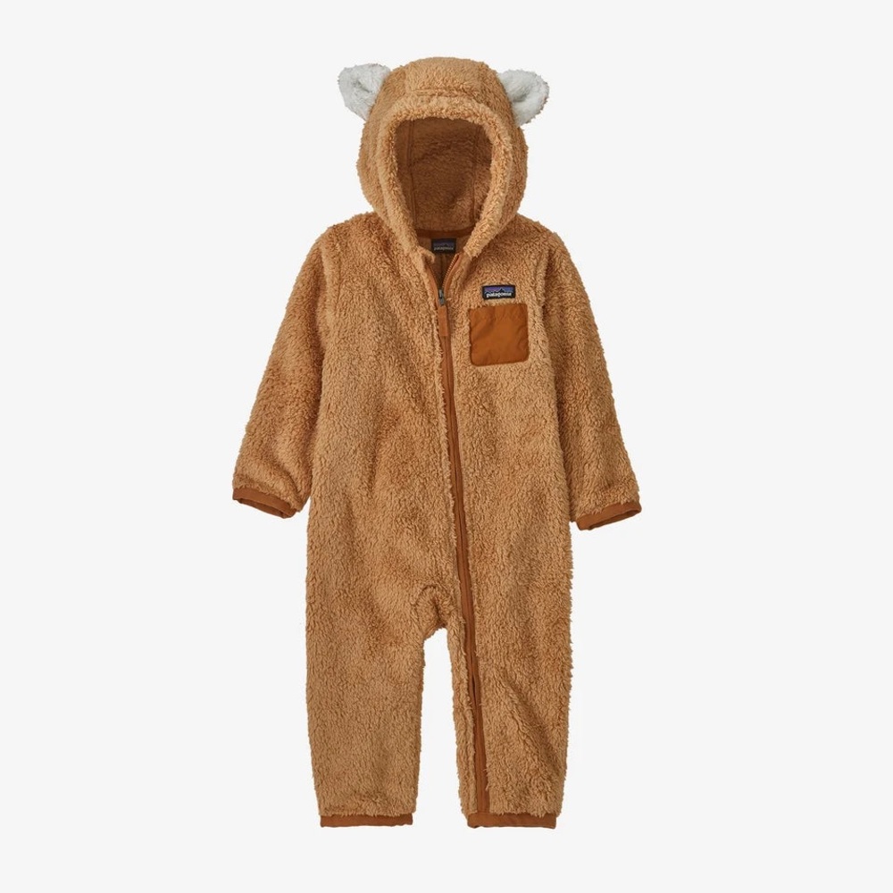 NWT Patagonia Furry Friends Brown Fleece Baby Onesie Dark Camel